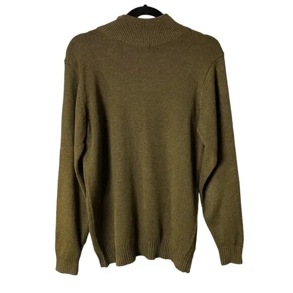 Oscar De La Renta Men Size Small Olive Green Knit Quarter Zip Pullover Sweater